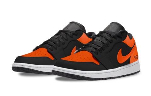 Jordan Air Jordan 1 Gift Box Abrasion Resistant Low top Vintage Basketball Shoes Unisex Black Orange