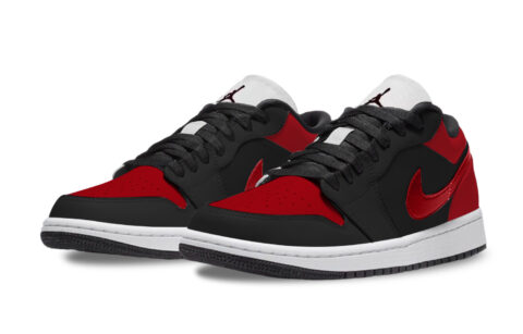 Jordan Air Jordan 1 Abrasion Resistant Low top Vintage Basketball Shoes Unisex Black Red
