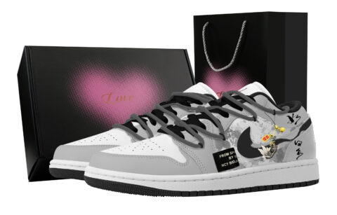 Jordan Air Jordan 1 Cloud Clear, Heart Box Abrasion Resistant Low top Vintage Basketball Shoes Unisex Gray