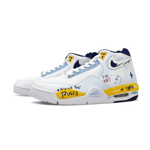 Nike Flight Legacy Abrasion Resistant Mid top Vintage Basketball Shoes Men’s Blue White