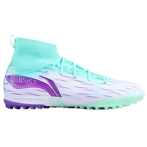 Li Ning Soccer Shoes Men’s High Top Standard White/Fluorescent Light Cyan/Ultraviolet