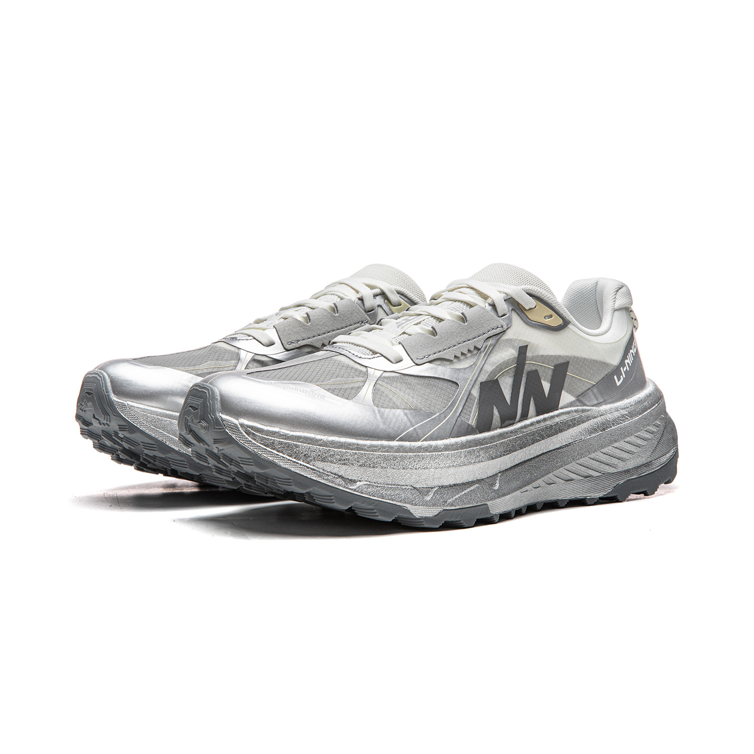 Li Ning Cushioning Slip Resistant Abrasion Resistant Rebound Low top Trail Running Shoes Unisex Chalk Gray