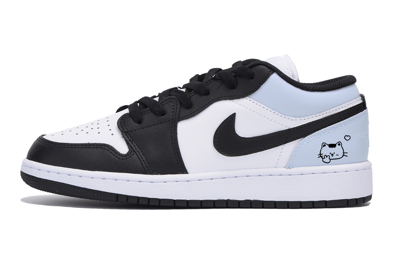 Jordan Air Jordan 1 Puppy Fragment Slip Resistant Abrasion Resistant Low top Vintage Basketball Shoes Men’s Black Blue