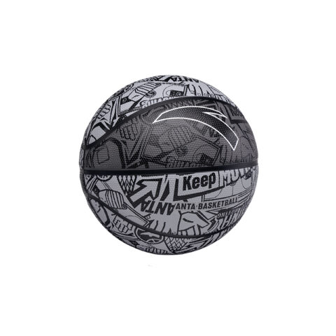Anta Rubber Basketball Trendy Toy All Over Print Black, Comfortable Hand Feel 7/Size 5 Ball Street Training Competition
