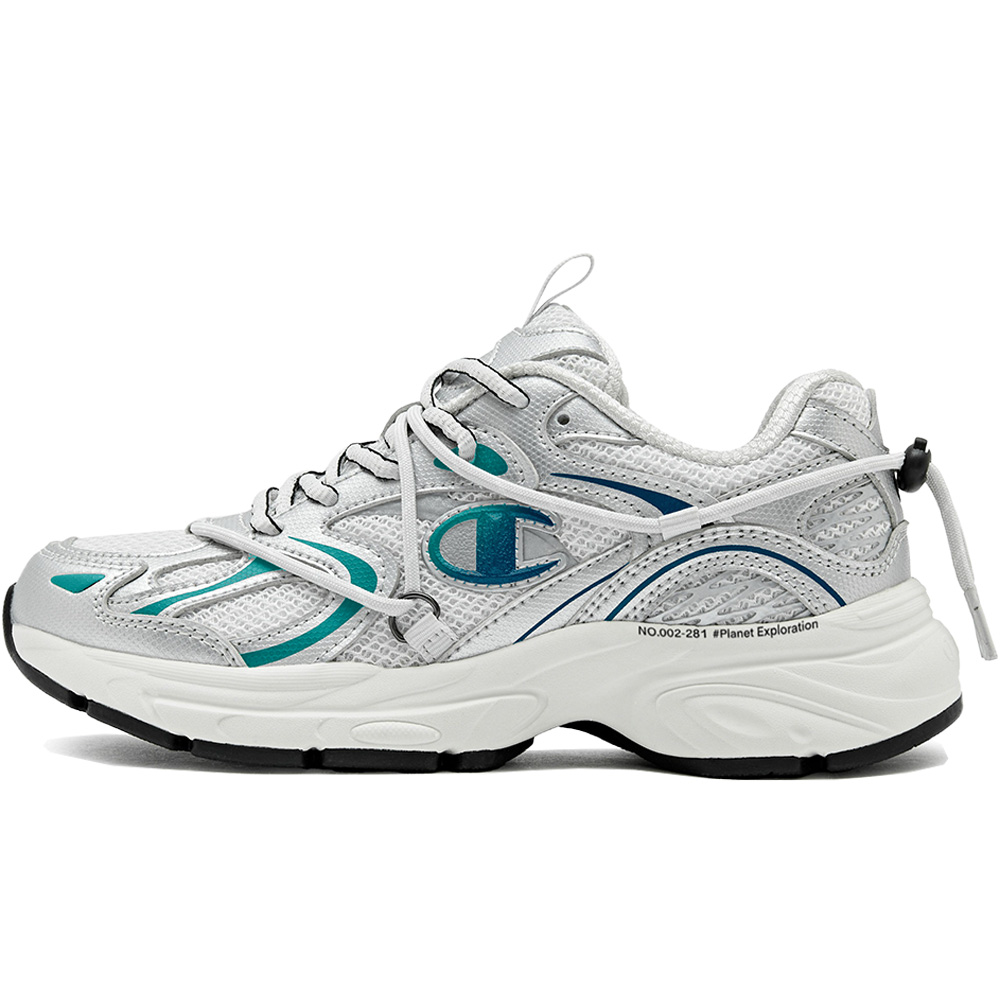 Champion Textile, Synthetic Leather Wear resistant And Lightweight Low top Running Shoes Unisex Silver Red Blue