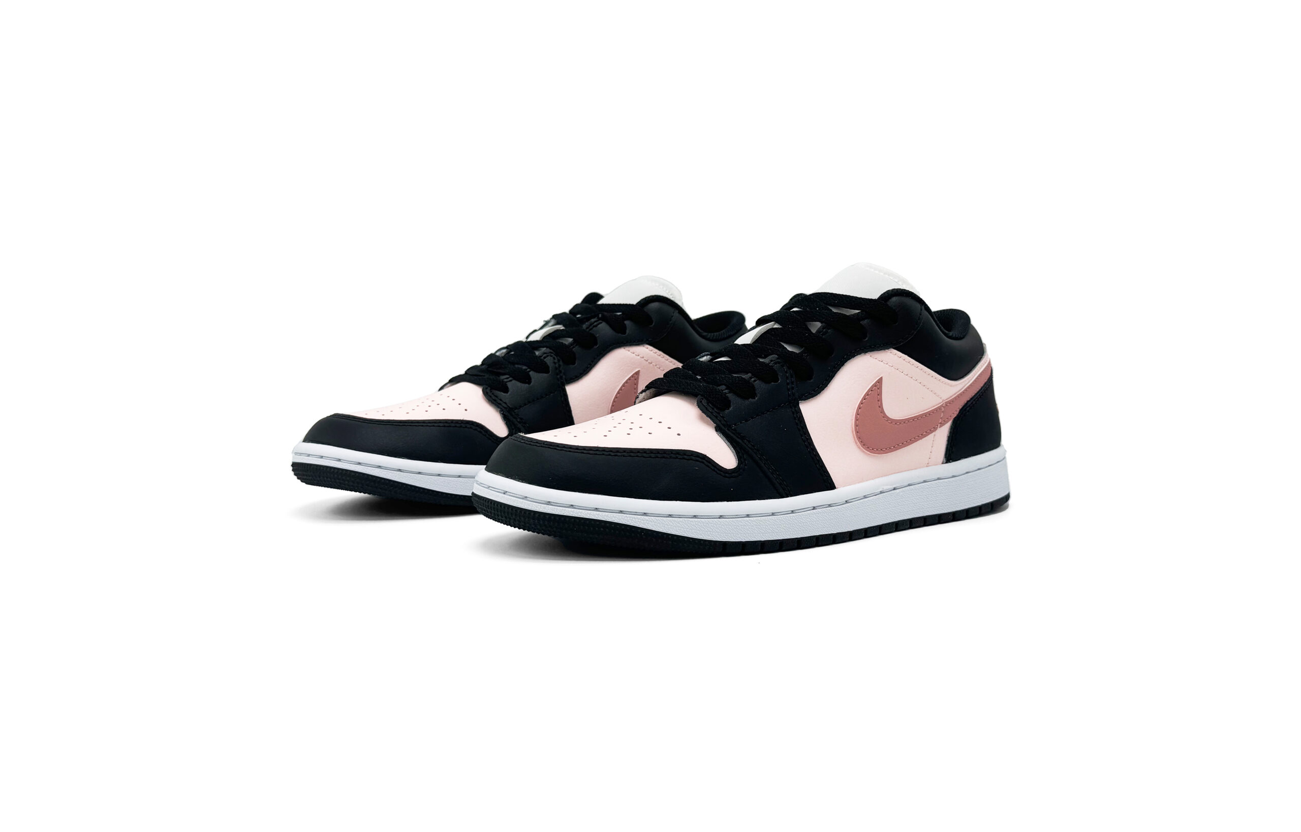 Jordan Air Jordan 1 Abrasion Resistant Low top Vintage Basketball Shoes Unisex Black Pink