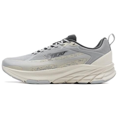 XTEP Textile, Synthetic Leather Breathable Cushioning Rebound Low top Casual Running Shoes Men’s Gray