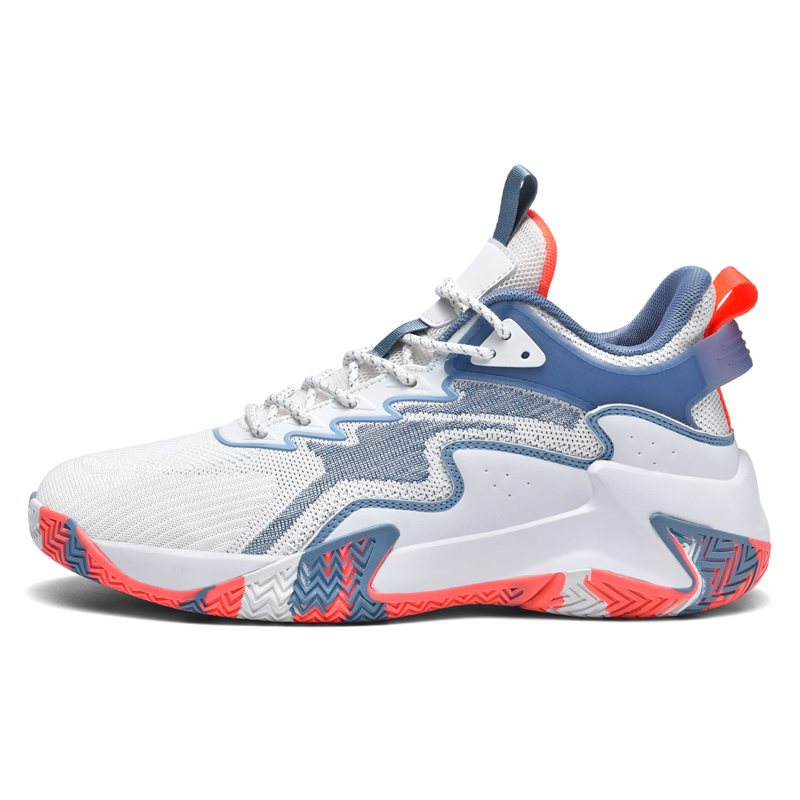BIANSULONG Cushioning Slip Resistant Abrasion Resistant Mid top Basketball Shoes Men’s White Blue