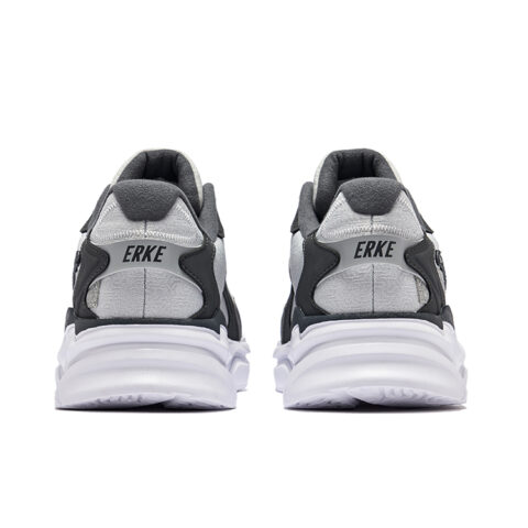 Erke Chinese Fashion Trend Low top Casual Training City Commuting Running Shoes Men’s White Dew Gray Carbon Gray