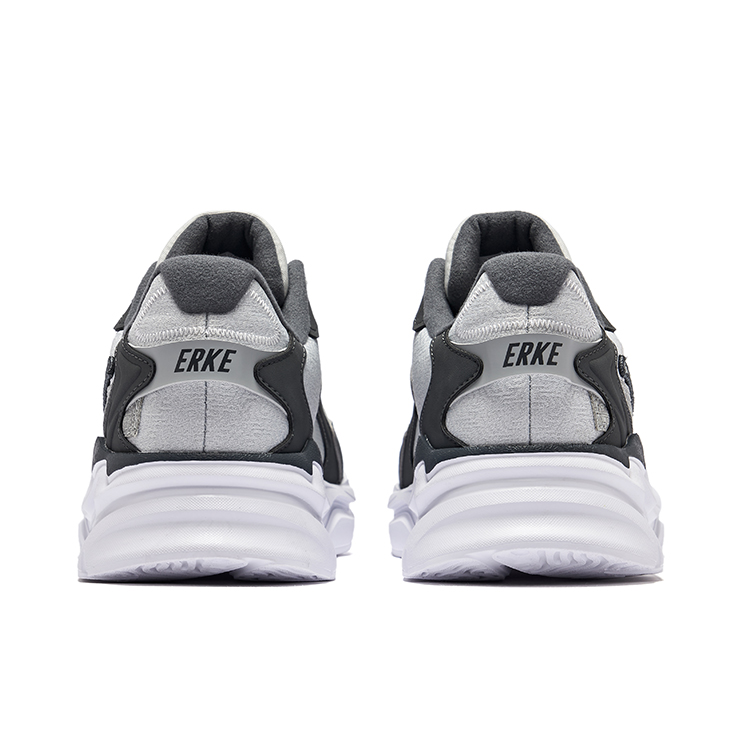 Erke Chinese Fashion Trend Low top Casual Training City Commuting Running Shoes Men’s White Dew Gray Carbon Gray