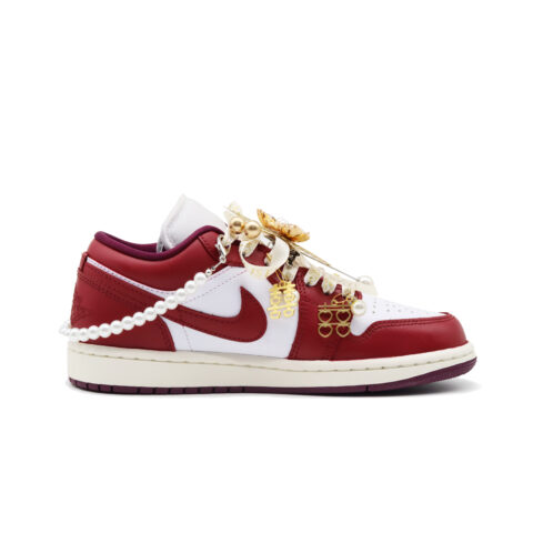 Jordan Air Jordan 1 Begonia Leather Slip Resistant Abrasion Resistant Low top Vintage Basketball Shoes Unisex Red White
