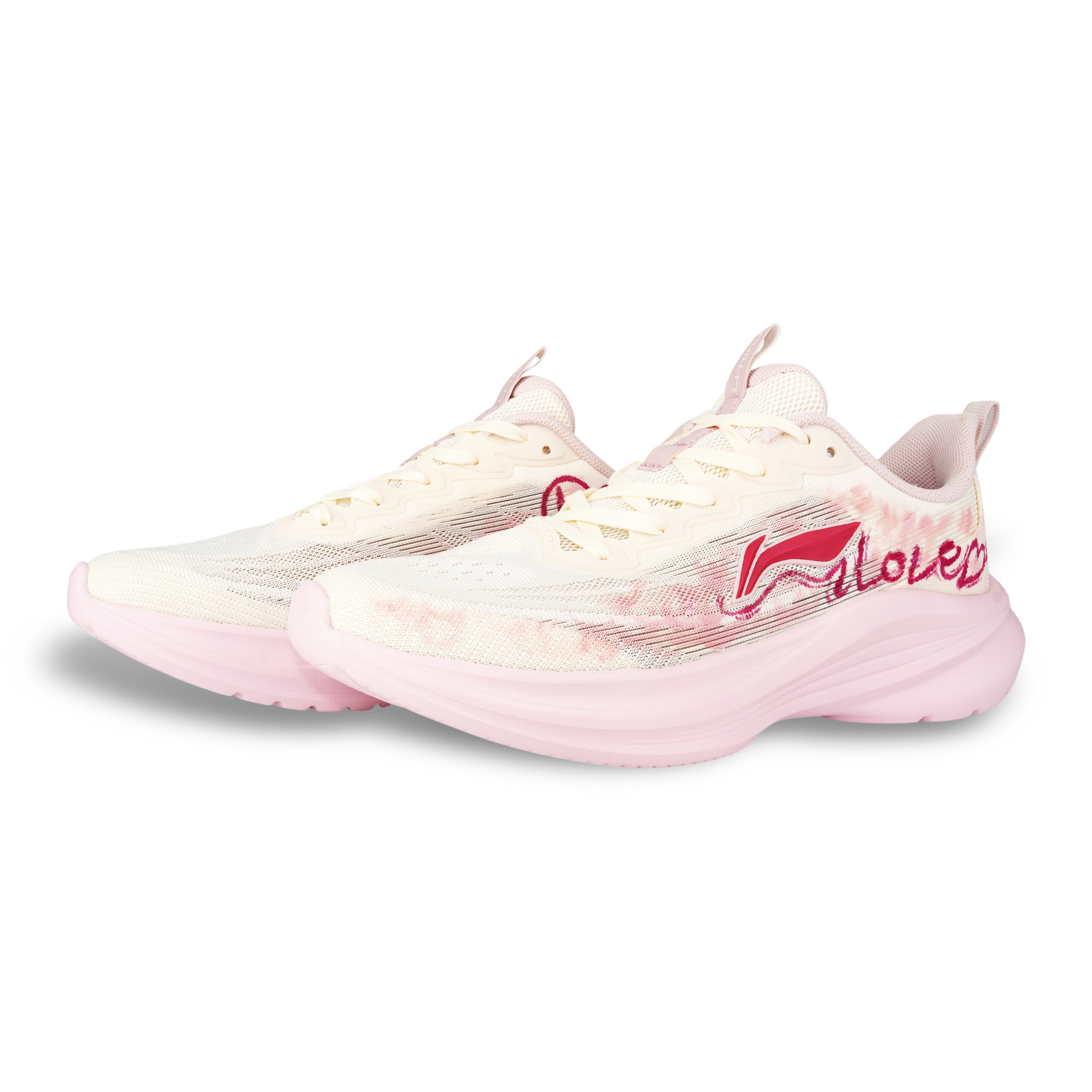Li Ning Light Breeze Mesh Cushioning Low top Casual City Commuting Running Shoes Women’s Pink White