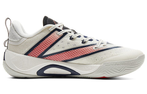 PEAK Cushioning Rebound Anti Twist Low top Basketball Shoes Men’s White Dark Blue Red