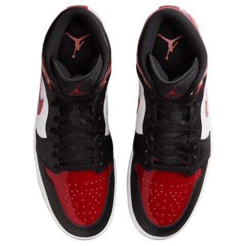 Jordan Air Jordan 1 Patent Leather, Leather Mid top Vintage Basketball Shoes Men’s Black Red White