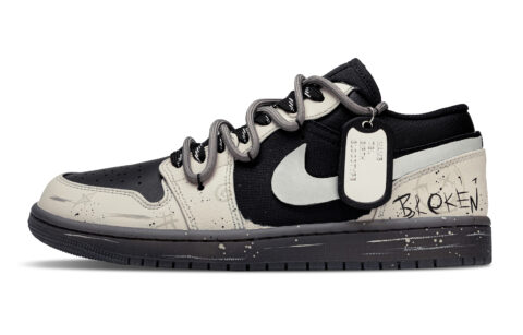 Jordan Air Jordan 1 Low top Vintage Basketball Shoes Unisex Beige Black