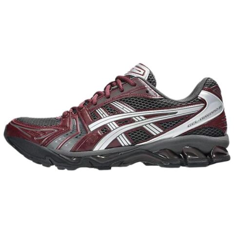 ASICS Gel Kayano 14 Synthetic Leather, Artificial Leather Cushioning Support Casual Running Shoes Unisex Gray Red