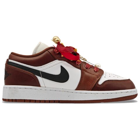 Jordan Air Jordan 1 Wedding Shoes, Shopping Bag Abrasion Resistant Low top Vintage Basketball Shoes Unisex Red White
