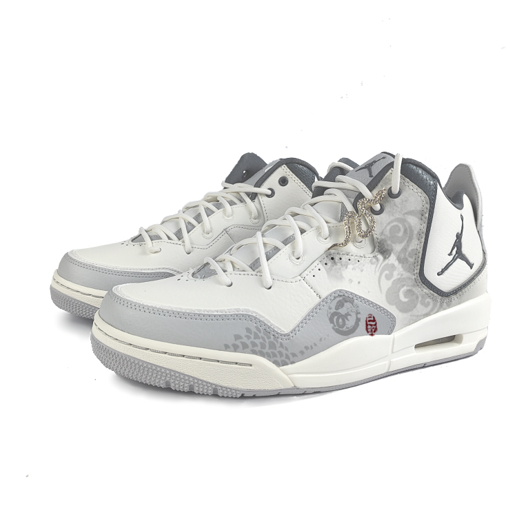 Jordan Courtside 23 Cushioning Slip Resistant Mid top Vintage Basketball Shoes Men’s Gray White