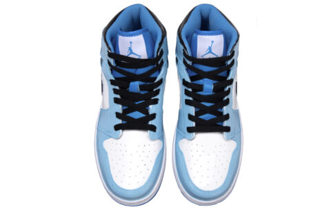 Jordan Air Jordan 1 University Blue Leather Abrasion Resistant Mid top Vintage Basketball Shoes Unisex Blue Black