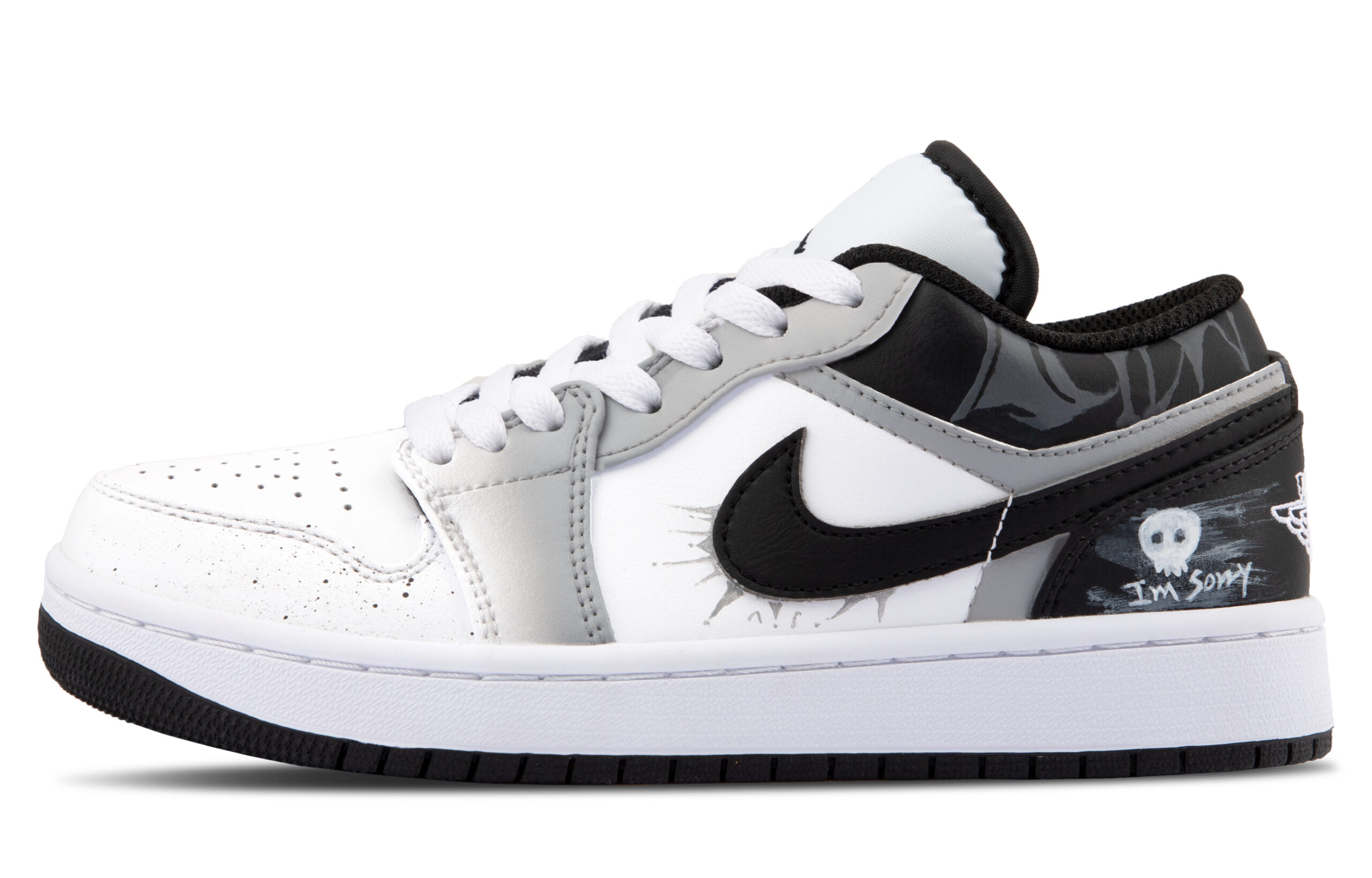 Jordan Air Jordan 1 Comfortable Abrasion Resistant Abrasion Resistant Low top Vintage Basketball Shoes Unisex White