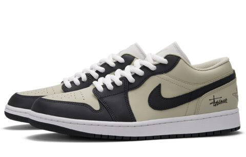 Jordan Air Jordan 1 Abrasion Resistant Low top Vintage Basketball Shoes Unisex Green Black