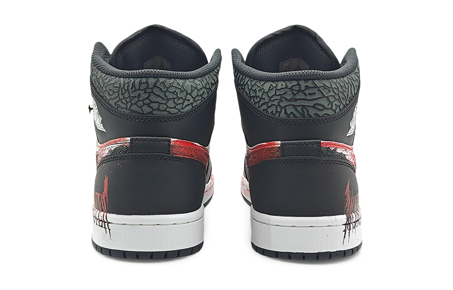 Jordan Air Jordan 1 Mid SE ‘Panda Elephant’ Abrasion Resistant Mid top Vintage Basketball Shoes Men’s Black Red