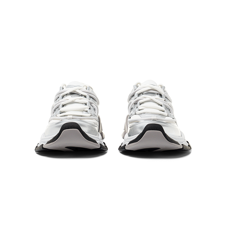 BLIND402 Slip Resistant Abrasion Resistant Low top Casual Vintage Chunky Sneakers Running Shoes Unisex White Silver