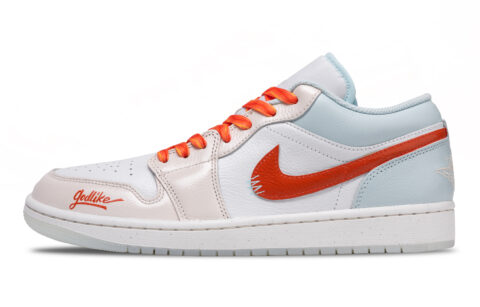 Jordan Air Jordan 1 Litchi Summer Abrasion Resistant Low top Vintage Basketball Shoes Men’s White Orange Blue