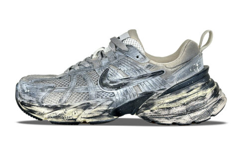 Nike V2K Run Cushioning Slip Resistant Low top Running Shoes Women’s Silver Black