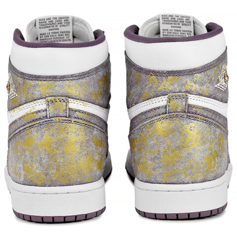 Jordan Air Jordan 1 Abrasion Resistant High top Vintage Basketball Shoes Unisex Classical Style Purple Gold