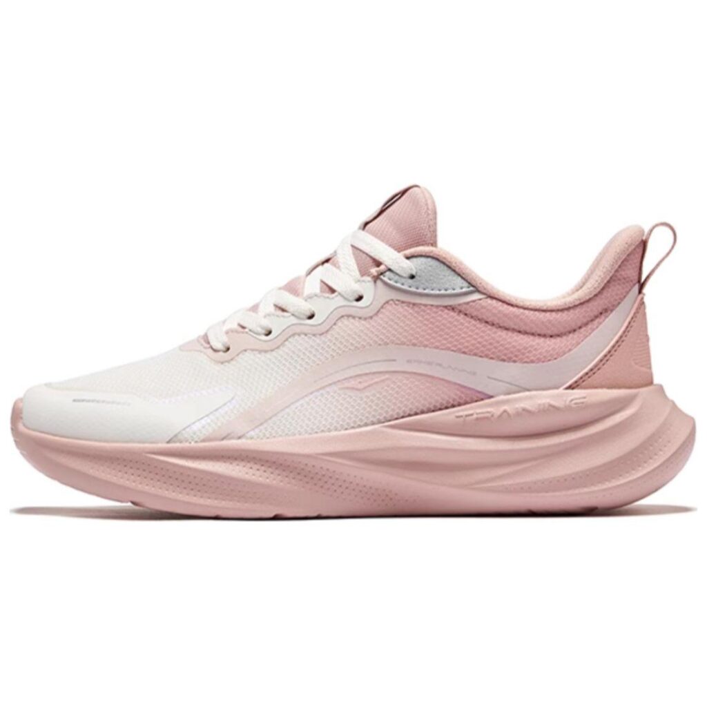 Erke Cushioning Slip Resistant Abrasion Resistant Low top Casual Running Shoes Women’s White Pink