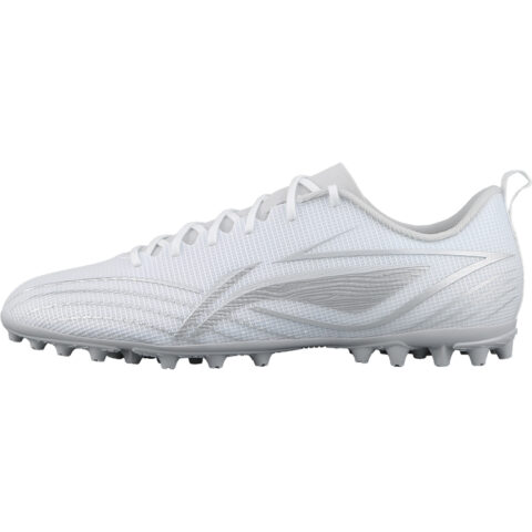 Li Ning MG Multi Ground Artificial Turf Slip Resistant Abrasion Resistant Soccer Shoes Men’s White Silver
