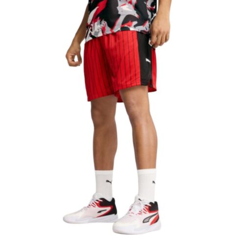 PUMA Basketball Shorts Men’s Red Black 01