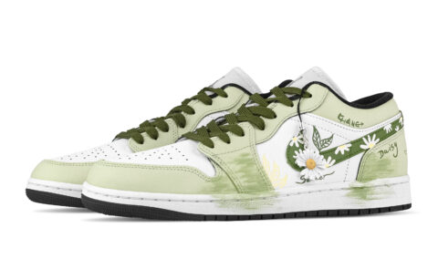 Jordan Air Jordan 1 Sentimental Longing, Heart Box Low top Vintage Basketball Shoes Unisex White Green