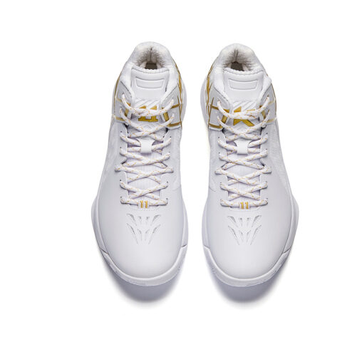 CHAOJIANTA Cushioning Rebound Mid top Basketball Shoes Men’s White Gold