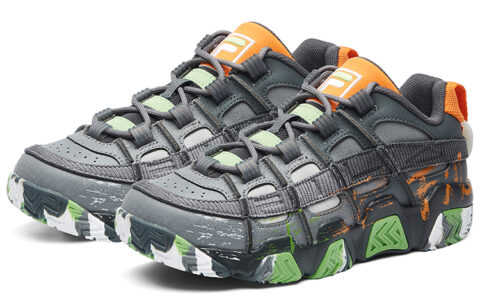 FILA FUSION BUSTER Puffy Shoes Cushioning Abrasion Resistant Breathable Low top Vintage Basketball Shoes Black