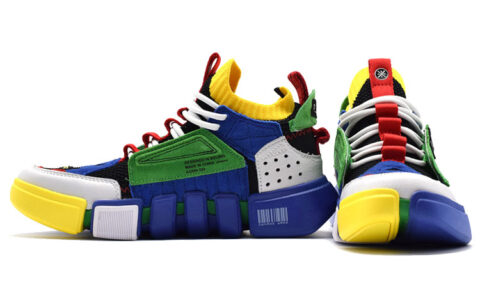 Li Ning Way Of Wade Cushioning Slip Resistant Mid top Vintage Basketball Shoes Women’s Blue Green Yellow
