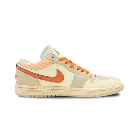 Jordan Air Jordan 1 Abrasion Resistant Low top Vintage Basketball Shoes Women’s Beige Brown Orange