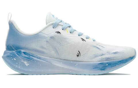 Li Ning Wuyue Cushioning Slip Resistant Abrasion Resistant Low top Casual Running Shoes Men’s White Blue