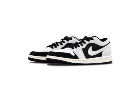 Jordan Air Jordan 1 Panda Cushioning, Wear Resistant Low top Vintage Basketball Shoes Unisex Black White