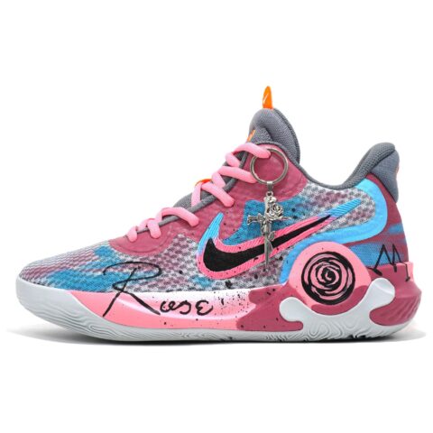 Nike KD Trey 5 IX Cushioning Slip Resistant Abrasion Resistant Breathable Mid top Basketball Shoes Unisex Blue Pink