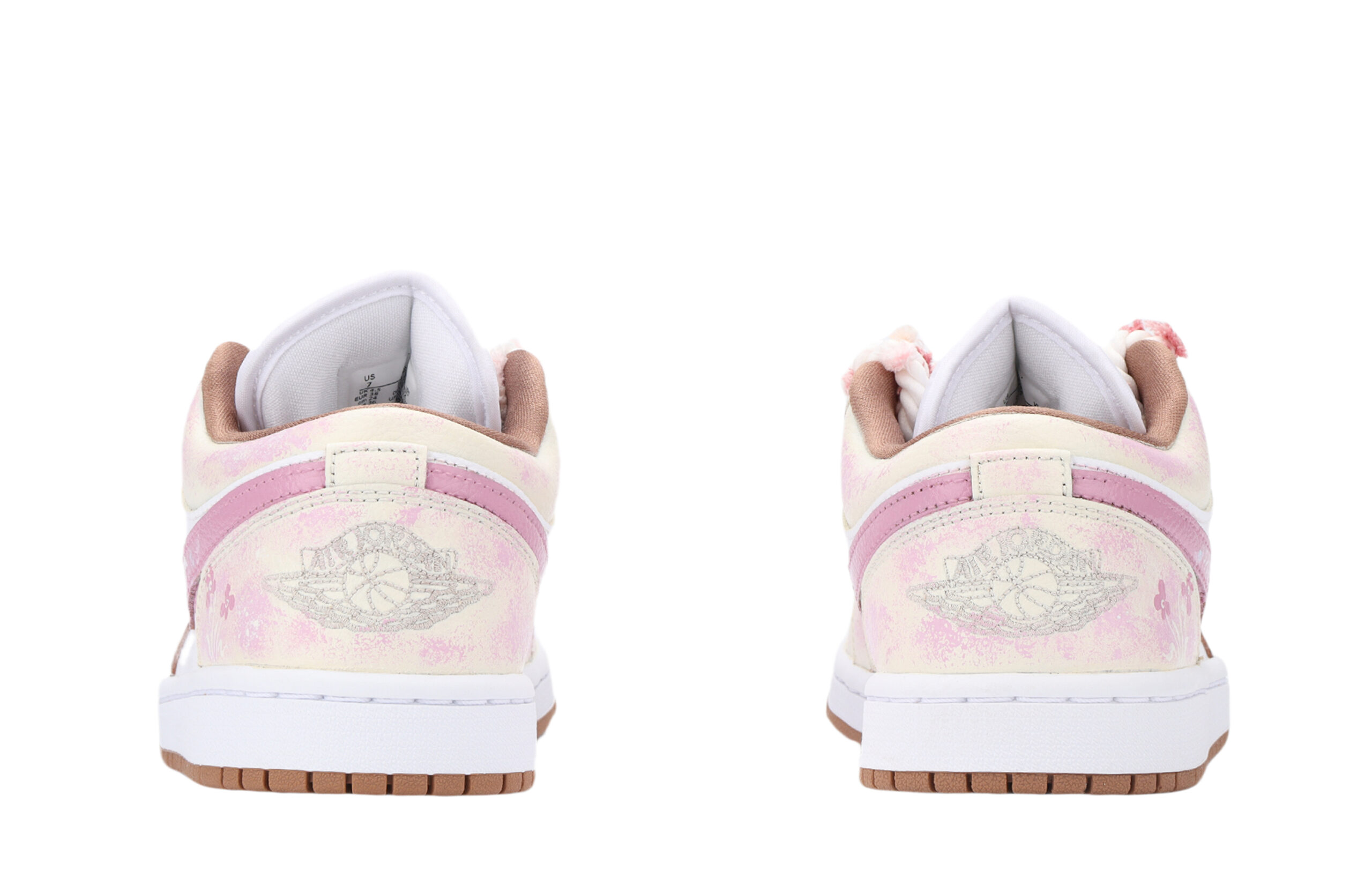 Jordan Air Jordan 1 Pink Floral Sea Abrasion Resistant Low top Vintage Basketball Shoes Unisex Pink White