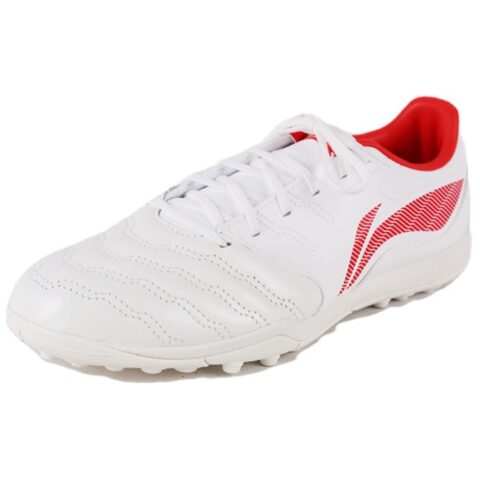 Li Ning TF Turf Cushioning Slip Resistant Abrasion Resistant Soccer Shoes Men’s White