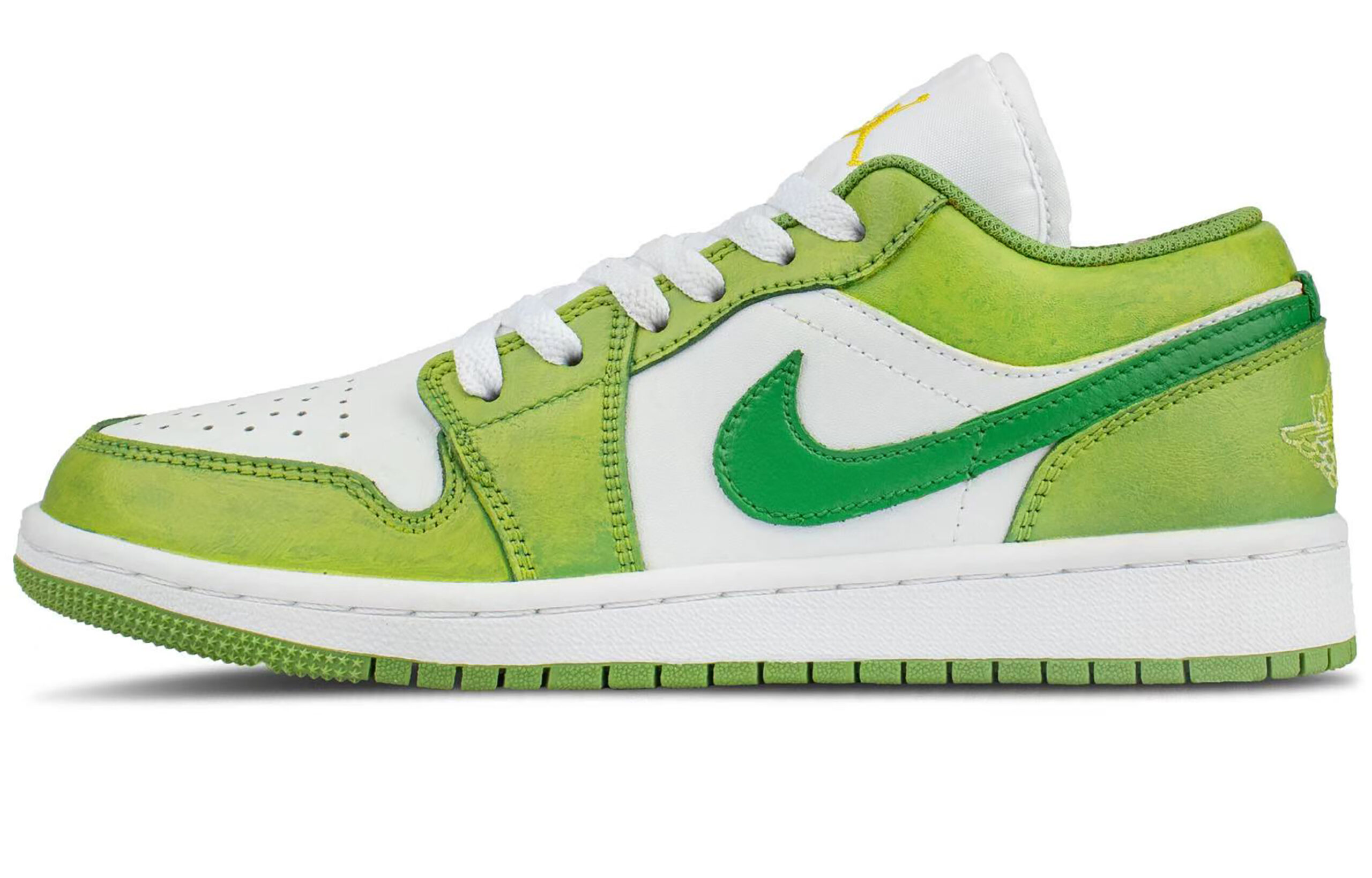 Jordan Air Jordan 1 Green Apple, Box Included Abrasion Resistant Low top Vintage Basketball Shoes Unisex Fruit Green