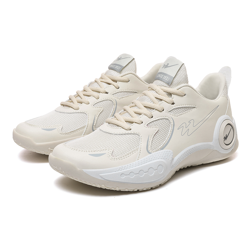 Binary Cushioning Breathable Slip Resistant Cushioning Breathable Slip Resistant Low top Basketball Shoes Unisex Beige