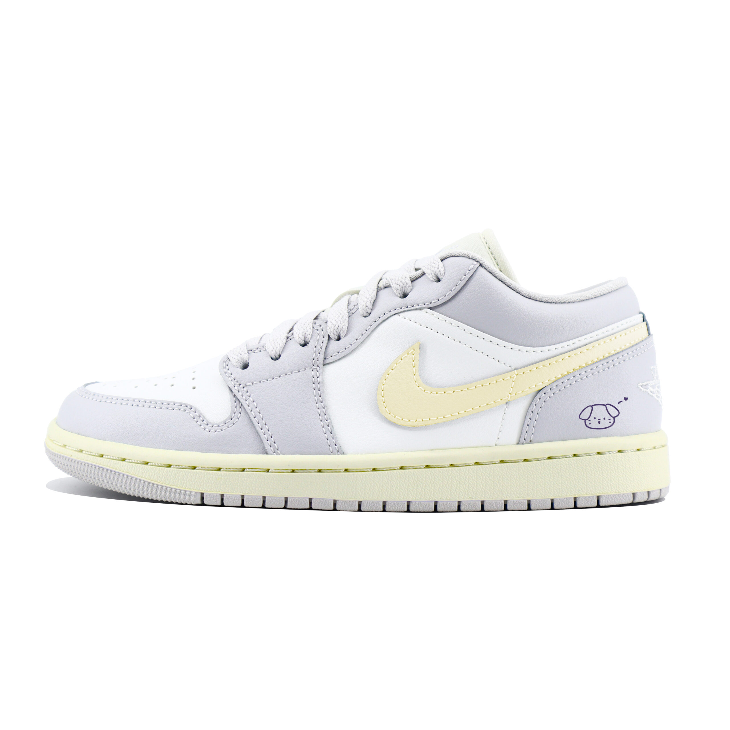 Jordan Air Jordan 1 Chuangyi Anti Slip Wear Resistant Low Top Vintage Basketball Shoes Unisex White Gray Yellow
