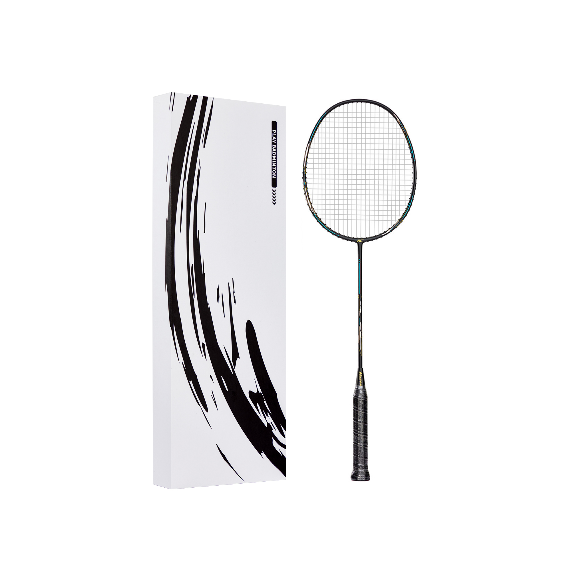 Li Ning x Kason Badminton Rackets Offensive Type Heavy Head, Stiff Shaft Advanced Level 4UG5 Black Gold