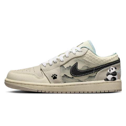 Jordan Air Jordan 1 Slip Resistant Abrasion Resistant Low top Vintage Basketball Shoes Women’s Beige Brown