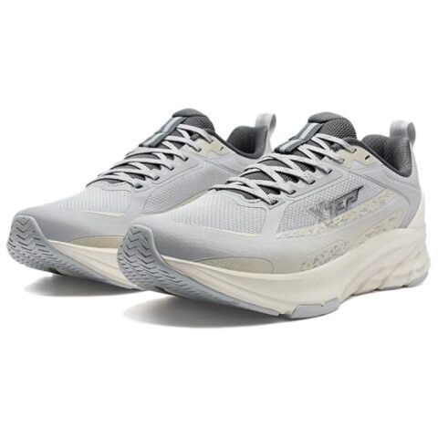 XTEP Textile, Synthetic Leather Breathable Cushioning Rebound Low top Casual Running Shoes Men’s Gray