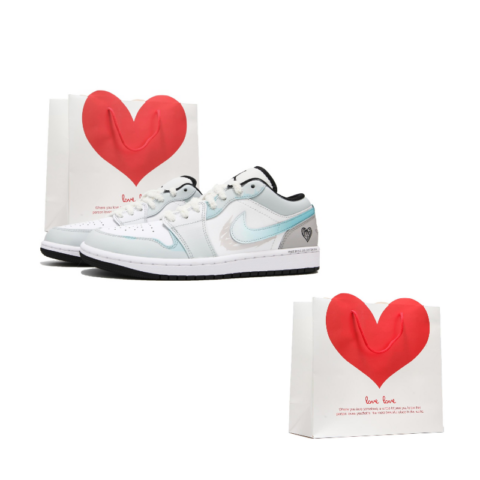 Jordan Air Jordan 1 Slip Resistant Abrasion Resistant Low top Vintage Basketball Shoes Men’s Gray Blue